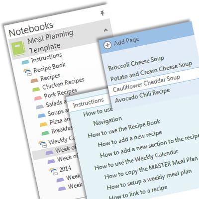 Meal Planning Template for Microsoft OneNote