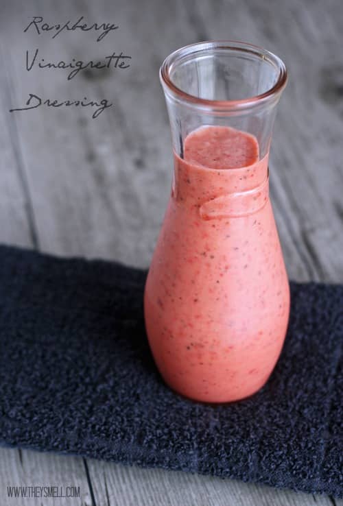 Raspberry Vinaigrette Dressing made in a blender with only 6 ingredients